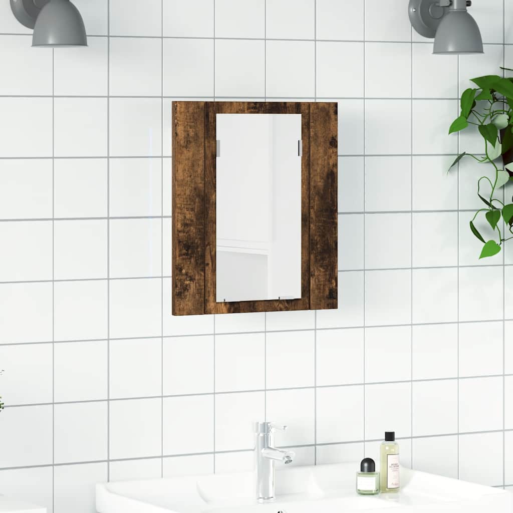 vidaXL LED Bathroom Mirror Cabinet Smoked Oak 40x12x45 cm Engineered Wood