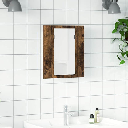 vidaXL LED Bathroom Mirror Cabinet Smoked Oak 40x12x45 cm Engineered Wood