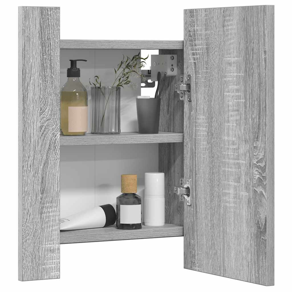 vidaXL LED Bathroom Mirror Cabinet Grey Sonoma 40x12x45 cm Engineered Wood