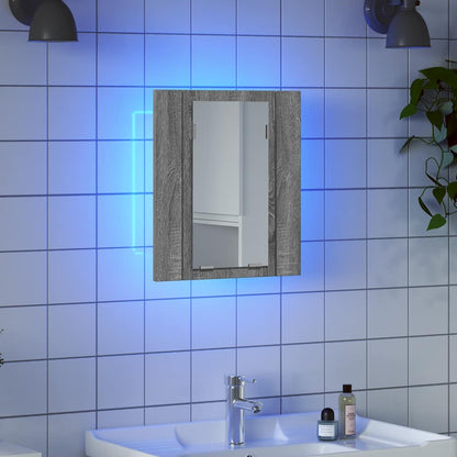 vidaXL LED Bathroom Mirror Cabinet Grey Sonoma 40x12x45 cm Engineered Wood