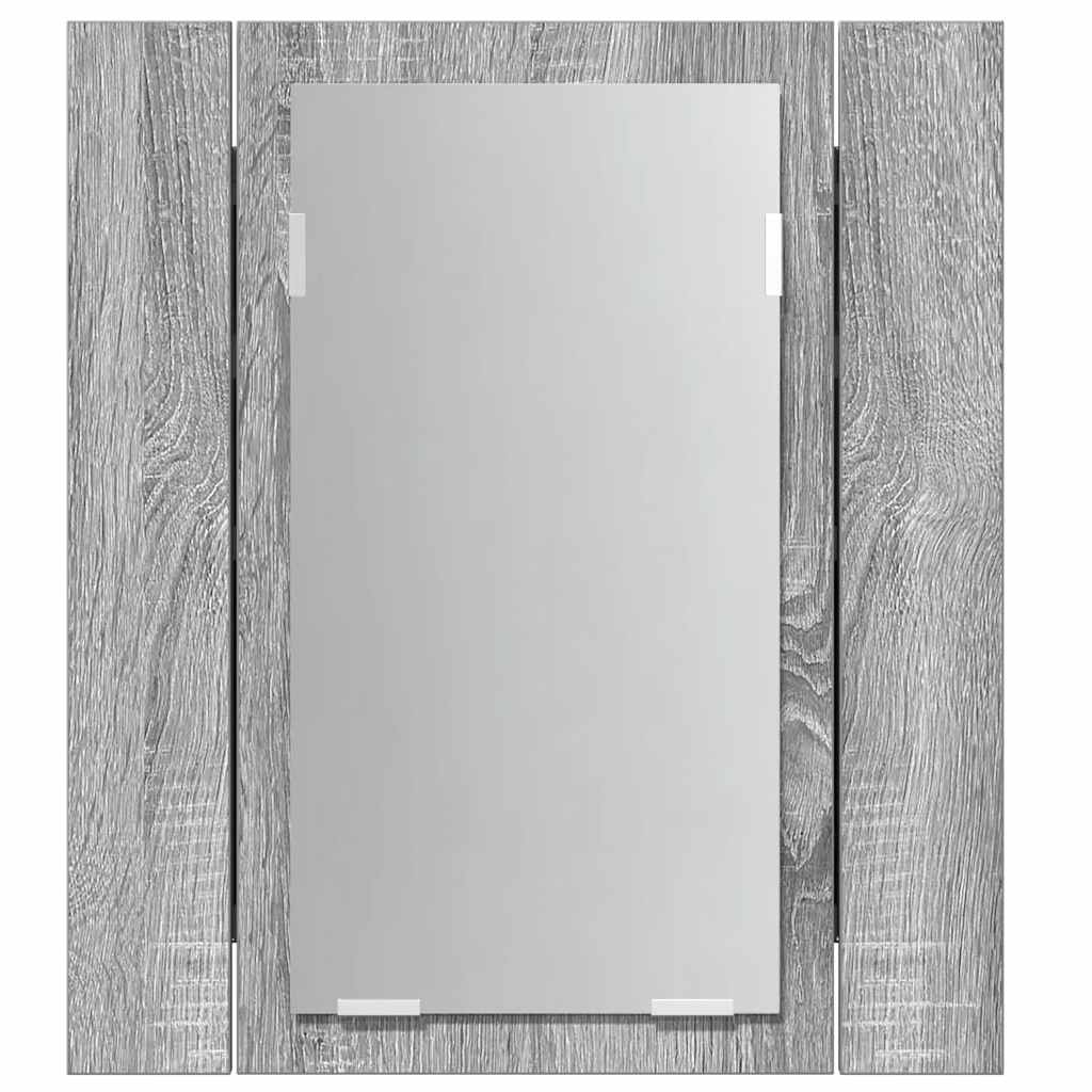 vidaXL LED Bathroom Mirror Cabinet Grey Sonoma 40x12x45 cm Engineered Wood