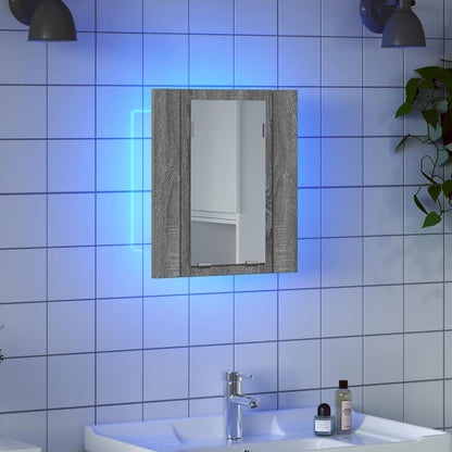 vidaXL LED Bathroom Mirror Cabinet Grey Sonoma 40x12x45 cm Engineered Wood
