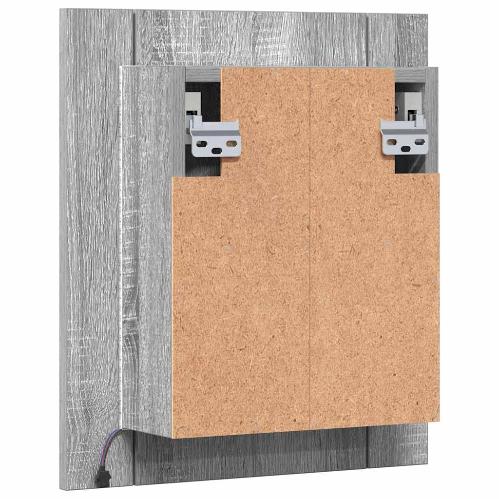 vidaXL LED Bathroom Mirror Cabinet Grey Sonoma 40x12x45 cm Engineered Wood