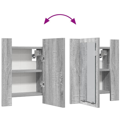 vidaXL LED Bathroom Mirror Cabinet Grey Sonoma 40x12x45 cm Engineered Wood