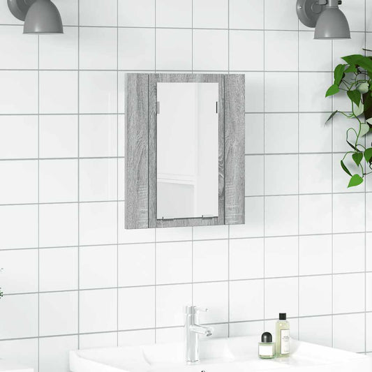 vidaXL LED Bathroom Mirror Cabinet Grey Sonoma 40x12x45 cm Engineered Wood