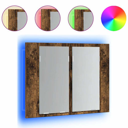 vidaXL LED Mirror Cabinet Smoked Oak 60x12x45 cm Engineered Wood