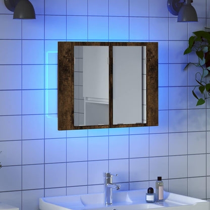 vidaXL LED Mirror Cabinet Smoked Oak 60x12x45 cm Engineered Wood