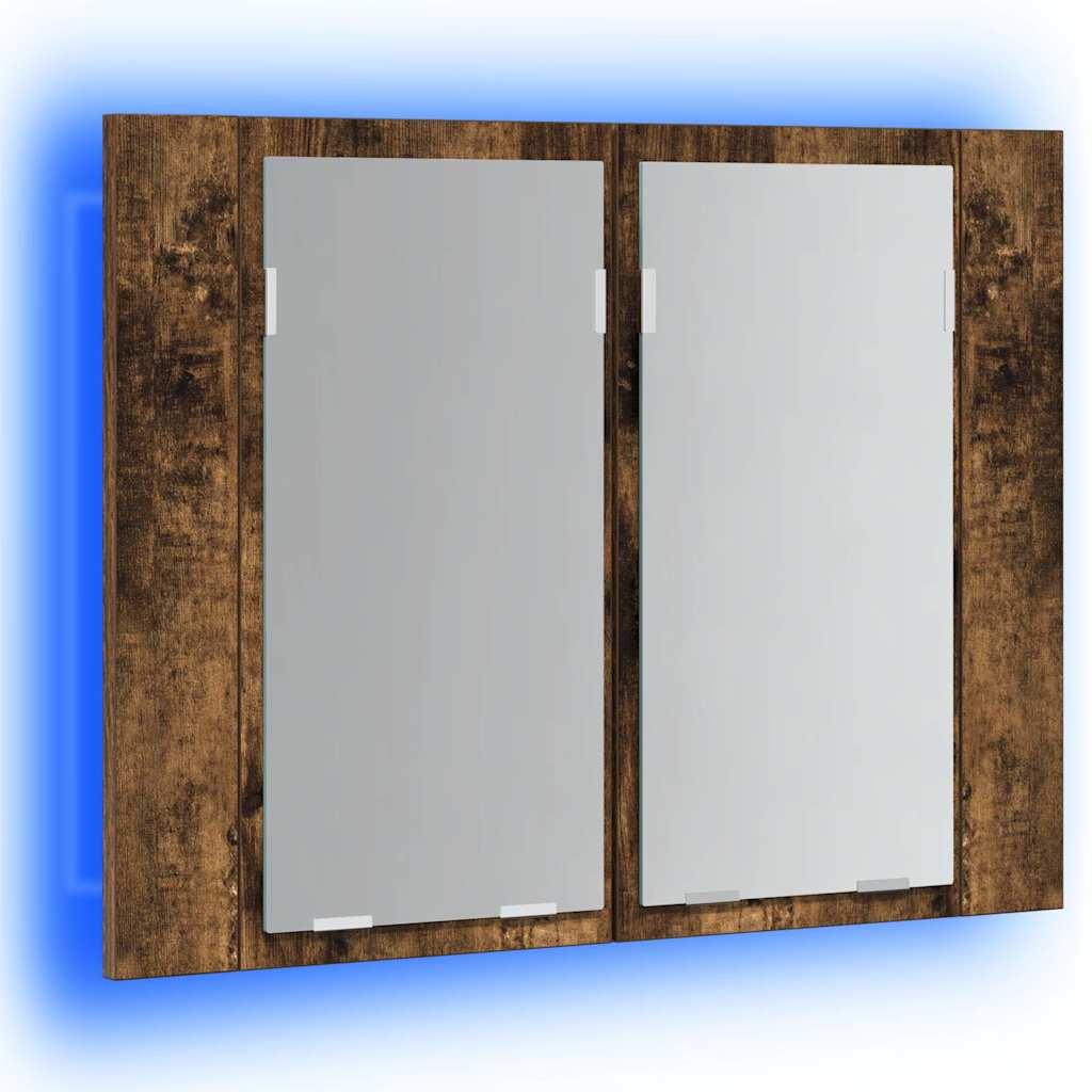 vidaXL LED Mirror Cabinet Smoked Oak 60x12x45 cm Engineered Wood