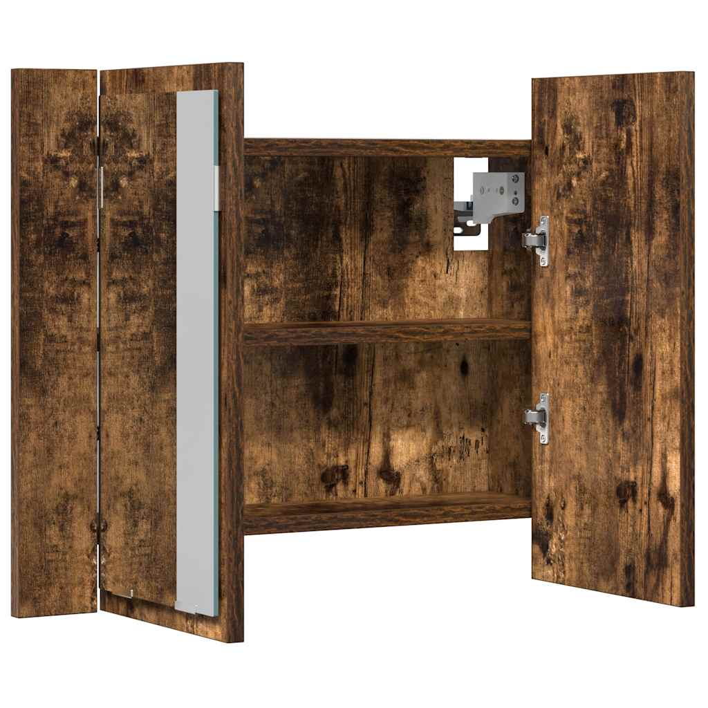 vidaXL LED Mirror Cabinet Smoked Oak 60x12x45 cm Engineered Wood