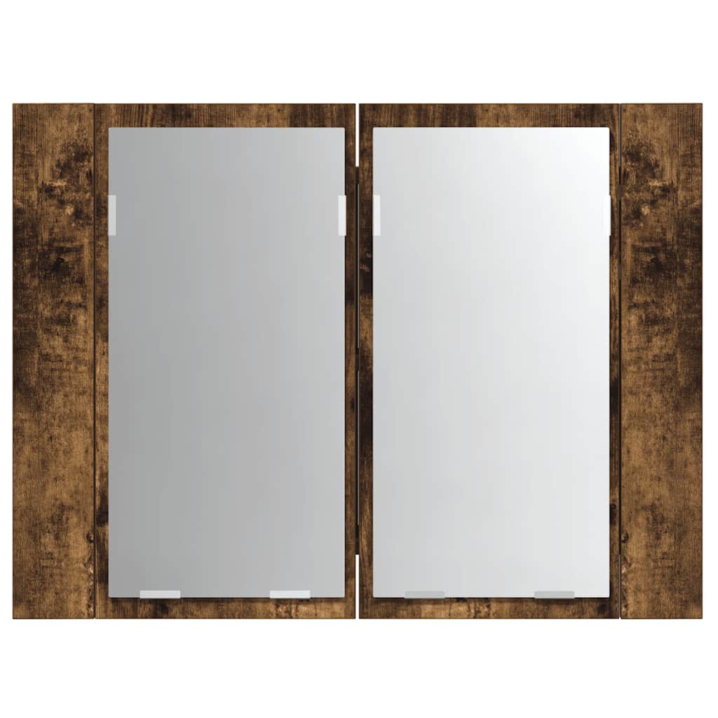 vidaXL LED Mirror Cabinet Smoked Oak 60x12x45 cm Engineered Wood