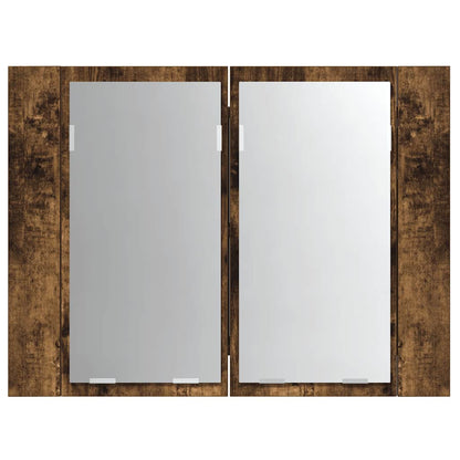vidaXL LED Mirror Cabinet Smoked Oak 60x12x45 cm Engineered Wood