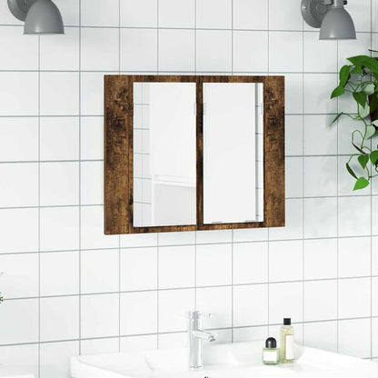 vidaXL LED Mirror Cabinet Smoked Oak 60x12x45 cm Engineered Wood