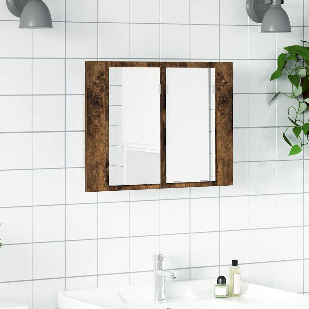 vidaXL LED Mirror Cabinet Smoked Oak 60x12x45 cm Engineered Wood