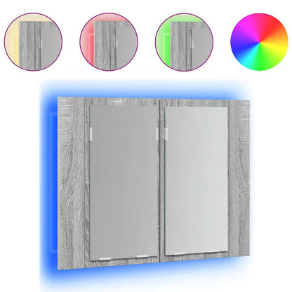 vidaXL LED Mirror Cabinet Grey Sonoma 60x12x45 cm Engineered Wood
