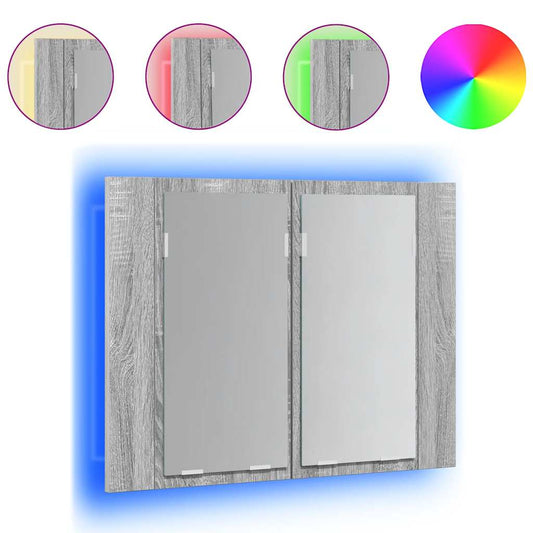 vidaXL LED Mirror Cabinet Grey Sonoma 60x12x45 cm Engineered Wood