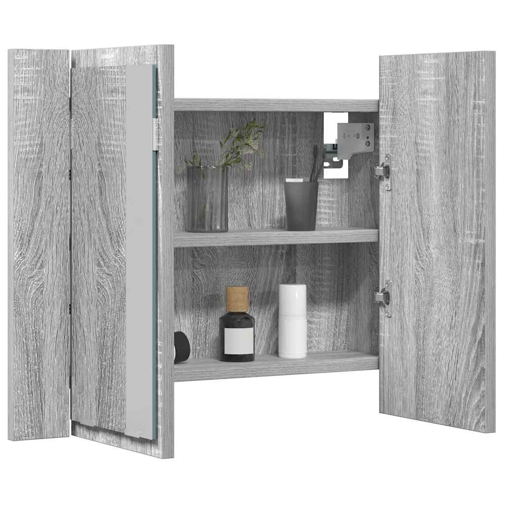 vidaXL LED Mirror Cabinet Grey Sonoma 60x12x45 cm Engineered Wood