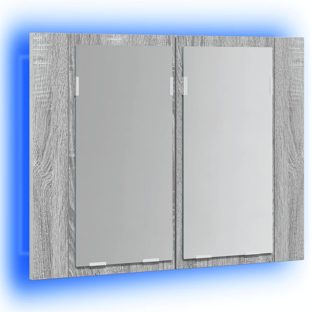 vidaXL LED Mirror Cabinet Grey Sonoma 60x12x45 cm Engineered Wood