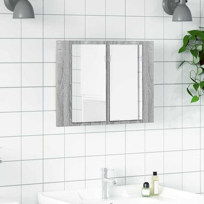 vidaXL LED Mirror Cabinet Grey Sonoma 60x12x45 cm Engineered Wood