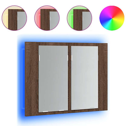 vidaXL LED Mirror Cabinet Brown Oak 60x12x45 cm Engineered Wood