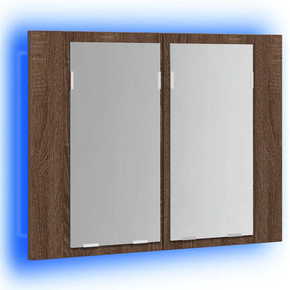 vidaXL LED Mirror Cabinet Brown Oak 60x12x45 cm Engineered Wood