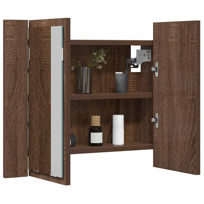 vidaXL LED Mirror Cabinet Brown Oak 60x12x45 cm Engineered Wood