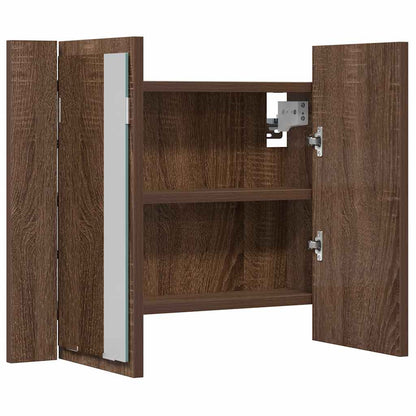 vidaXL LED Mirror Cabinet Brown Oak 60x12x45 cm Engineered Wood