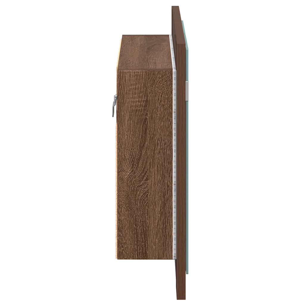 vidaXL LED Mirror Cabinet Brown Oak 60x12x45 cm Engineered Wood