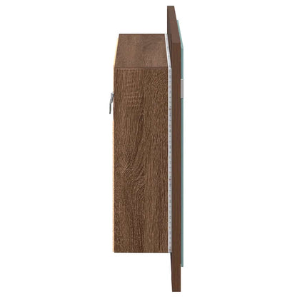 vidaXL LED Mirror Cabinet Brown Oak 60x12x45 cm Engineered Wood