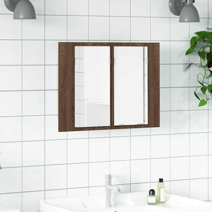 vidaXL LED Mirror Cabinet Brown Oak 60x12x45 cm Engineered Wood