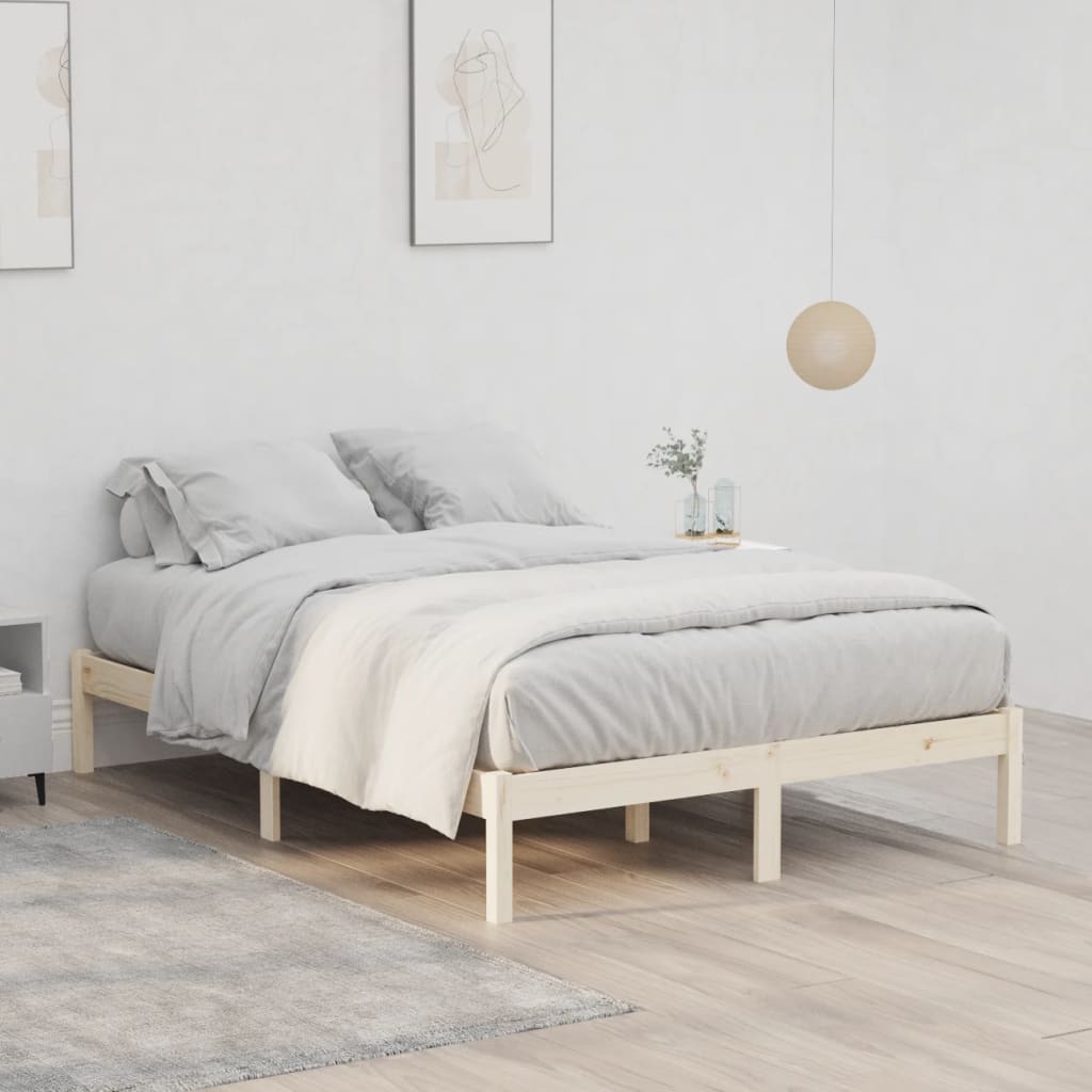 vidaXL Bed Frame without Mattress 137x190 cm Solid Wood Pine  Full