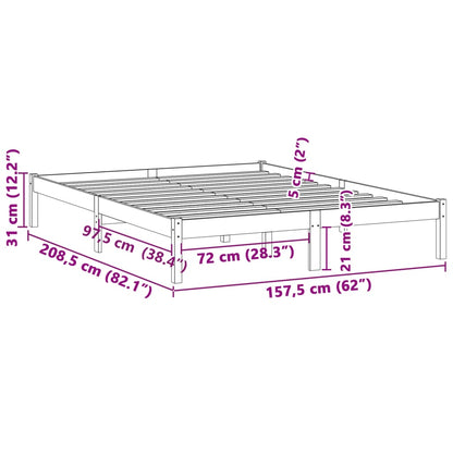 vidaXL Bed Frame without Mattress 152x203 cm Solid Wood Pine Queen