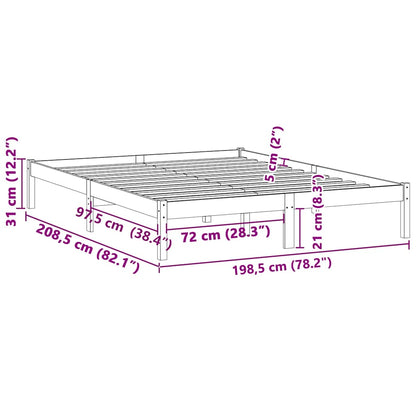 vidaXL Bed Frame without Mattress 193x203 cm Solid Wood Pine King
