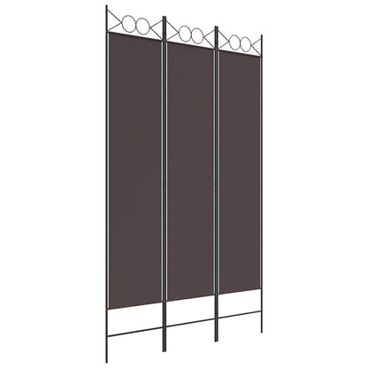vidaXL 3-Panel Room Divider Brown 120x200 cm Fabric