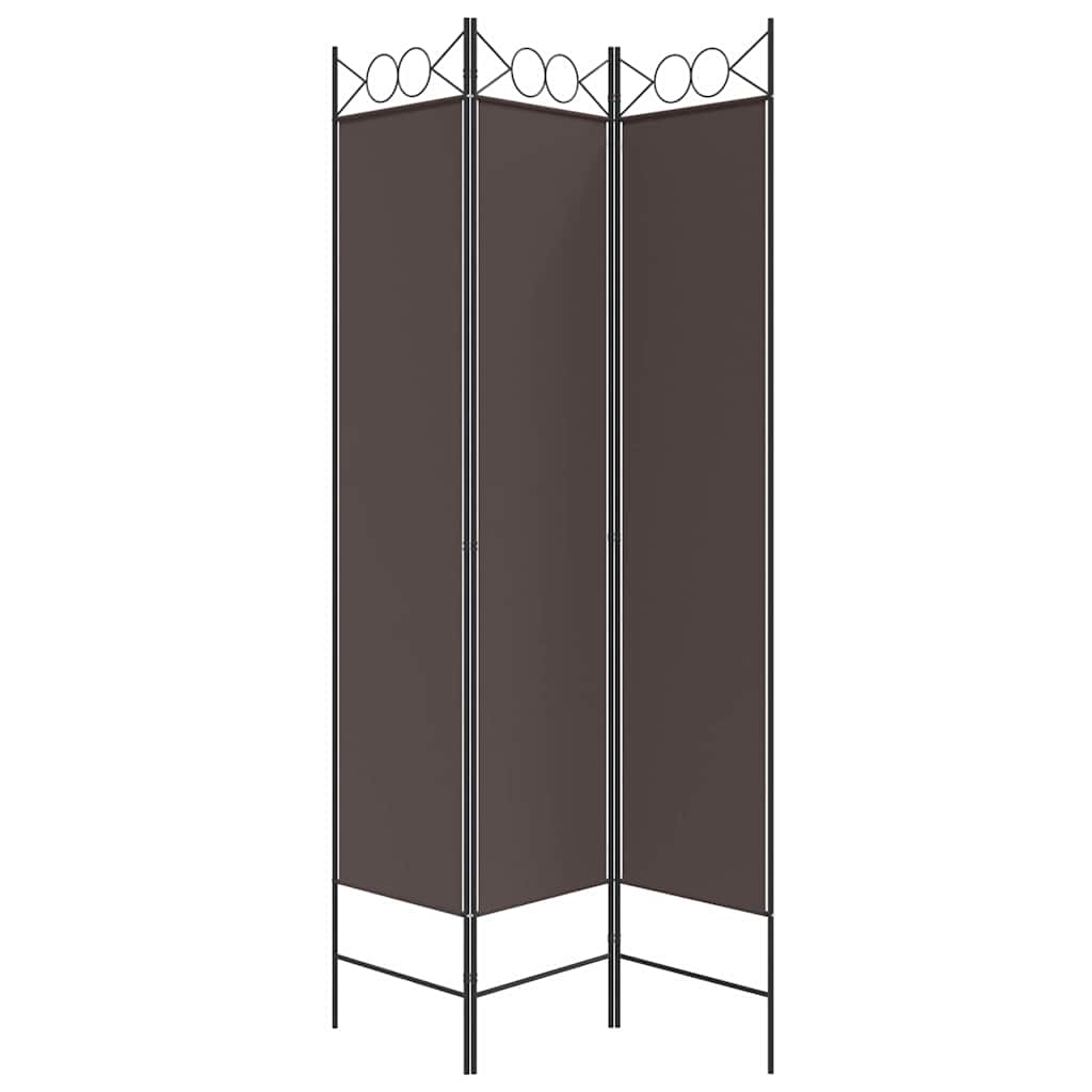 vidaXL 3-Panel Room Divider Brown 120x200 cm Fabric
