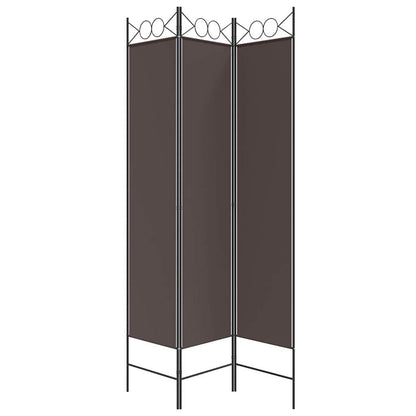 vidaXL 3-Panel Room Divider Brown 120x200 cm Fabric