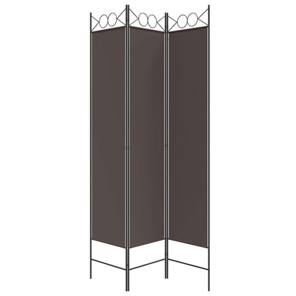 vidaXL 3-Panel Room Divider Brown 120x200 cm Fabric