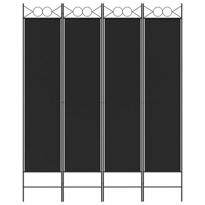vidaXL 4-Panel Room Divider Black 160x200 cm Fabric