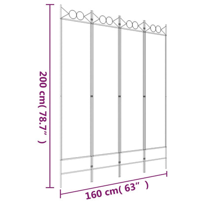 vidaXL 4-Panel Room Divider Black 160x200 cm Fabric