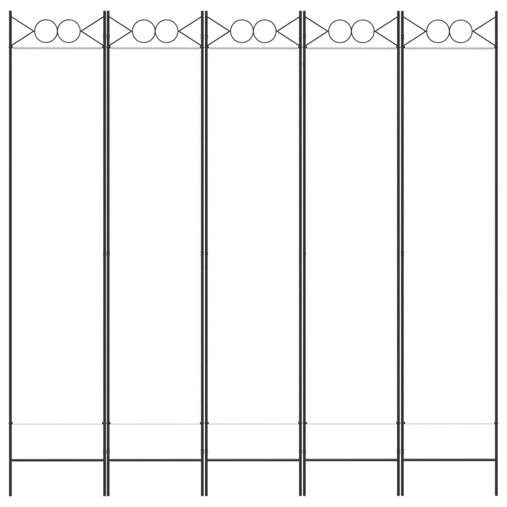 vidaXL 5-Panel Room Divider White 200x200 cm Fabric