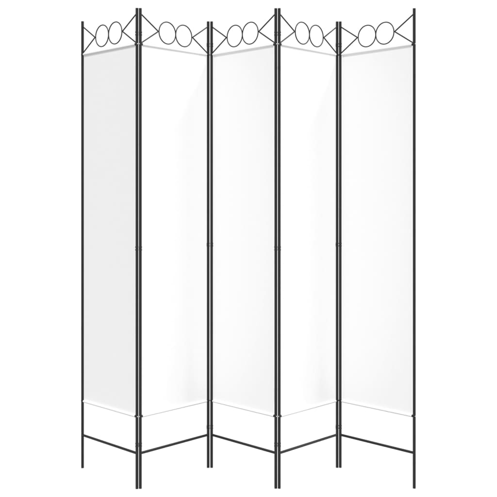 vidaXL 5-Panel Room Divider White 200x200 cm Fabric