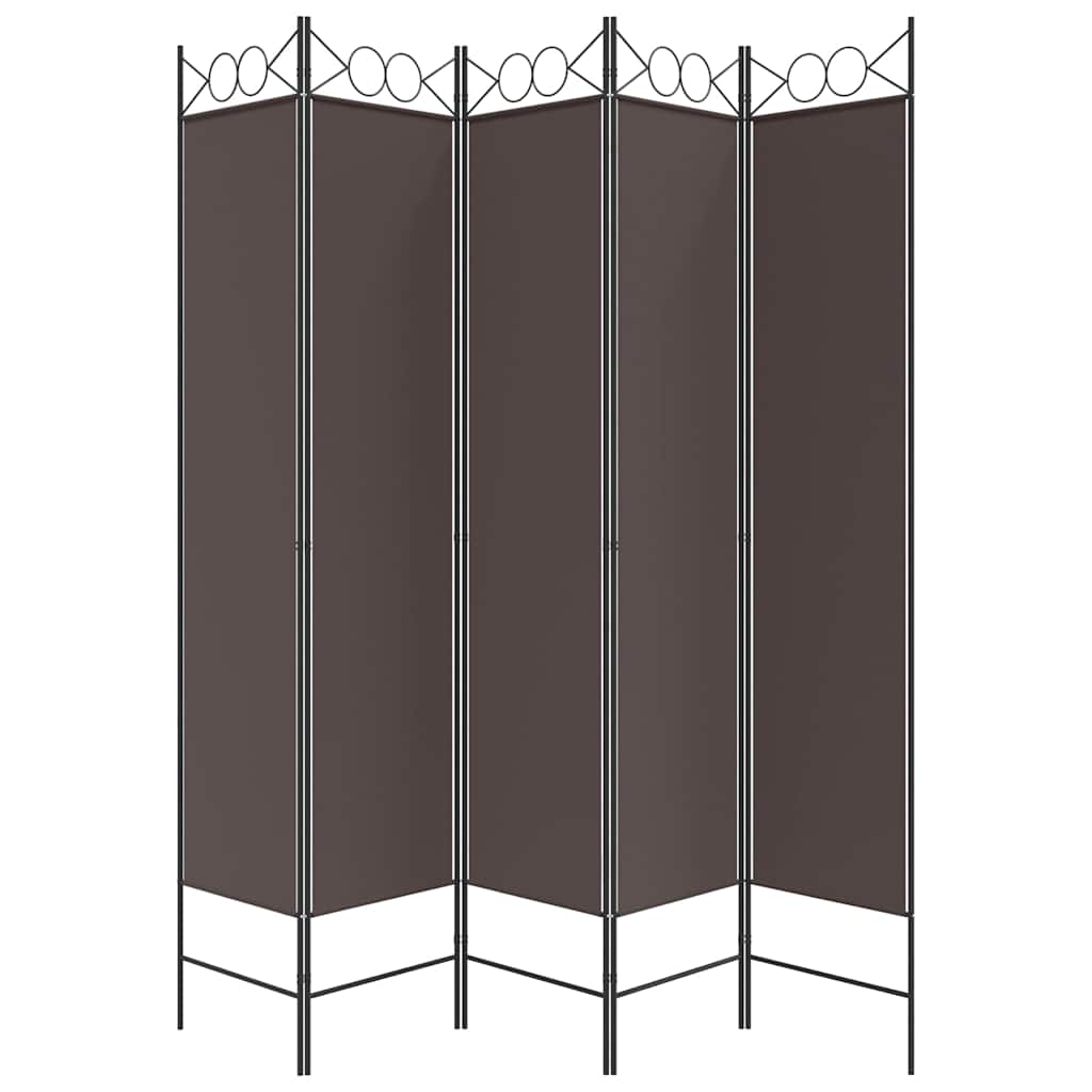 vidaXL 5-Panel Room Divider Brown 200x200 cm Fabric