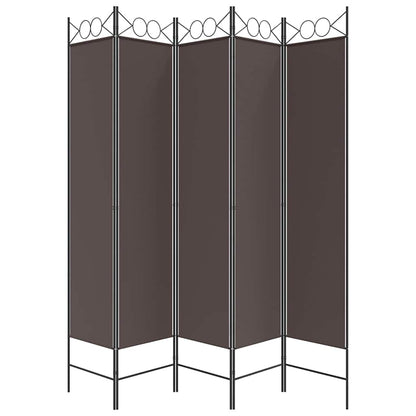 vidaXL 5-Panel Room Divider Brown 200x200 cm Fabric