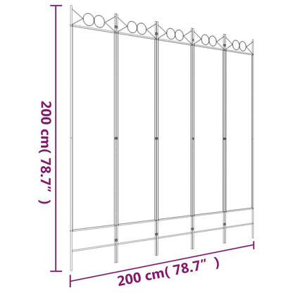 vidaXL 5-Panel Room Divider Brown 200x200 cm Fabric