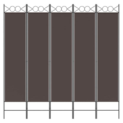 vidaXL 5-Panel Room Divider Brown 200x200 cm Fabric