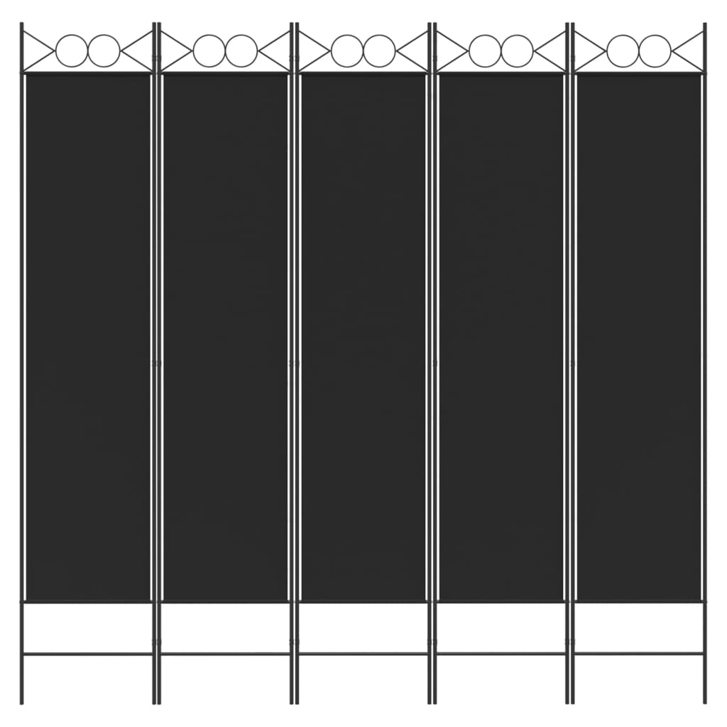 vidaXL 5-Panel Room Divider Black 200x200 cm Fabric