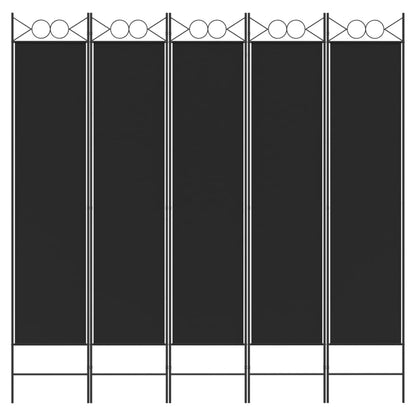 vidaXL 5-Panel Room Divider Black 200x200 cm Fabric