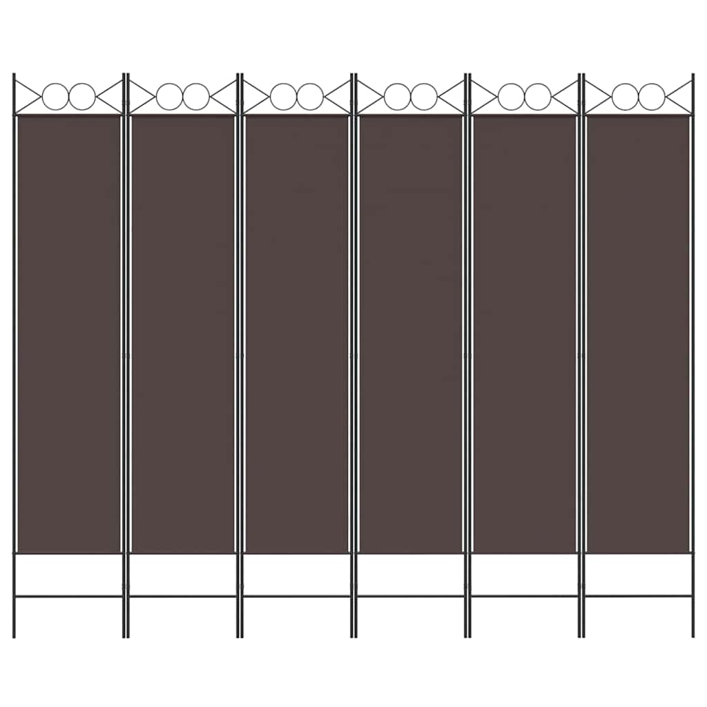 vidaXL 6-Panel Room Divider Brown 240x200 cm Fabric