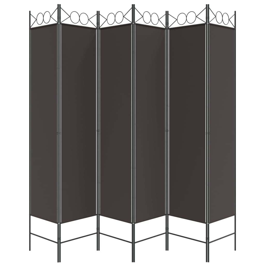 vidaXL 6-Panel Room Divider Brown 240x200 cm Fabric