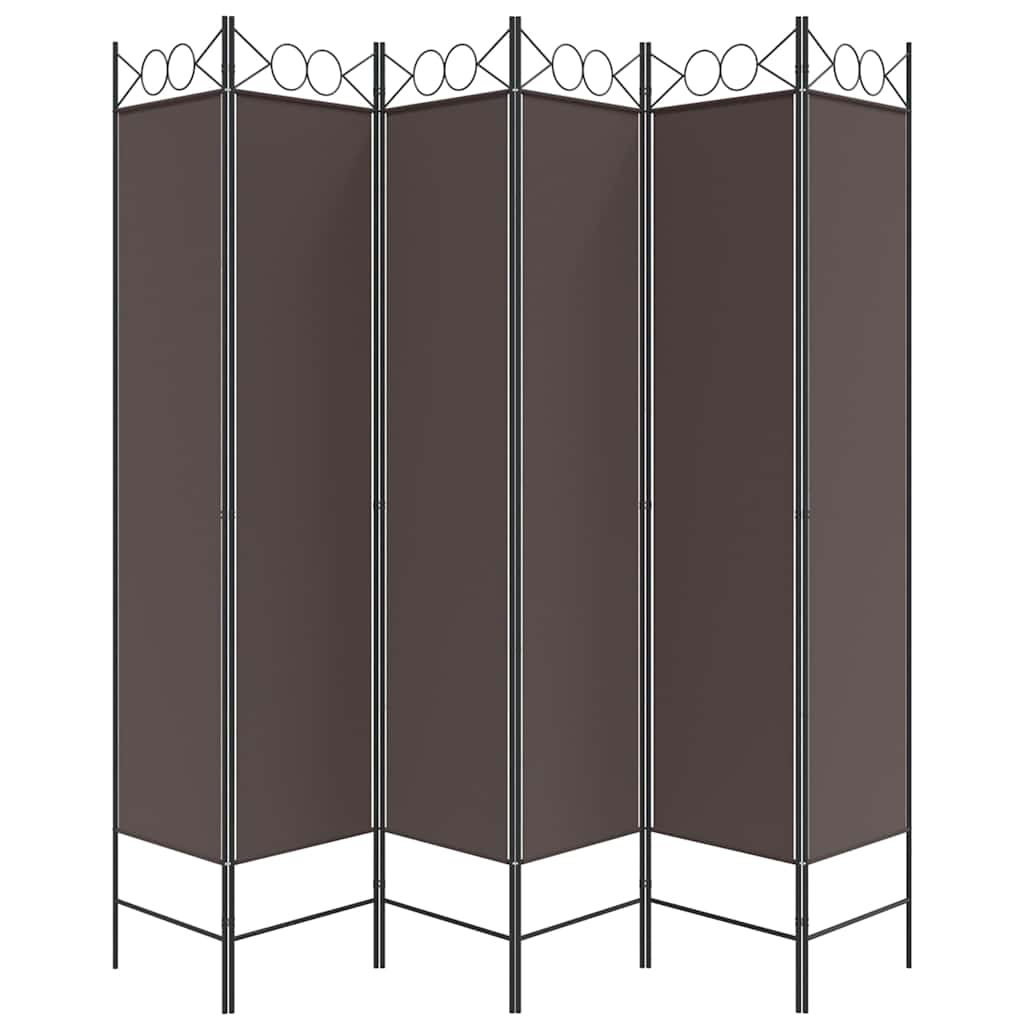 vidaXL 6-Panel Room Divider Brown 240x200 cm Fabric