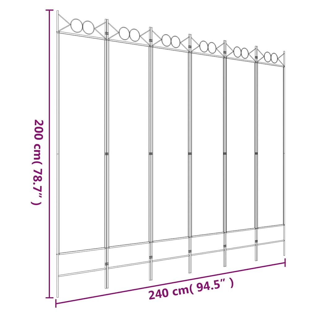 vidaXL 6-Panel Room Divider Brown 240x200 cm Fabric